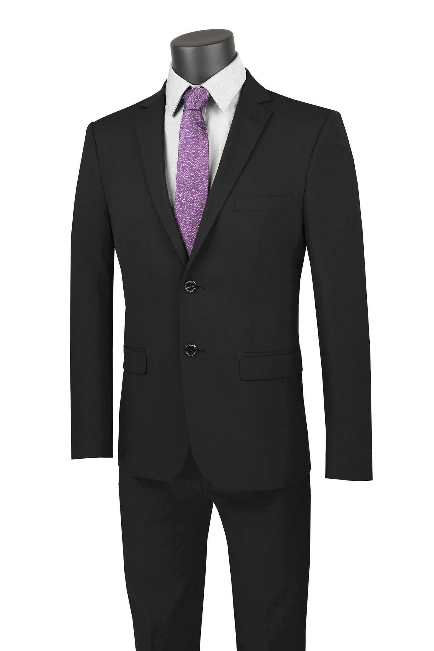 Vinci 2pc Ultra Slim Fit Stretch Suit (Black)