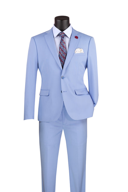 Vinci 2pc Ultra Slim Fit Stretch Suit (Light Blue)