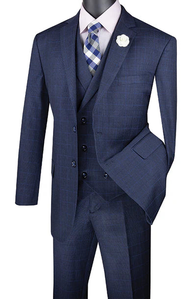 Vinci Classic Fit Executive 3pc Suit (Navy)