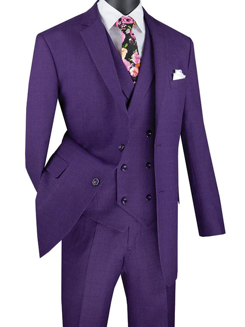 Vinci Classic Fit Executive 3pc Suit (Purple)