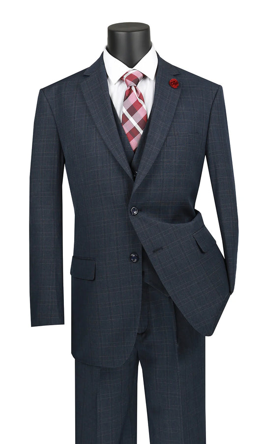 Vinci Classic Fit Executive 3pc Suit (Blue)
