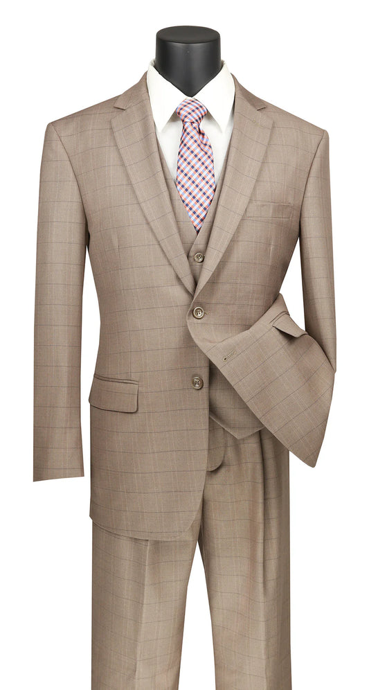 Vinci Classic Fit Executive 3pc Suit (Tan)