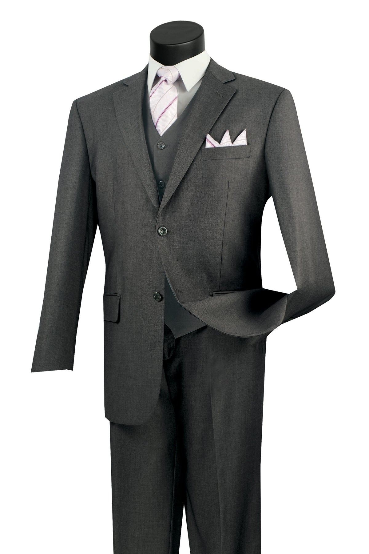 Vinci Classic Fit 3pc Suit (Heather Gray)