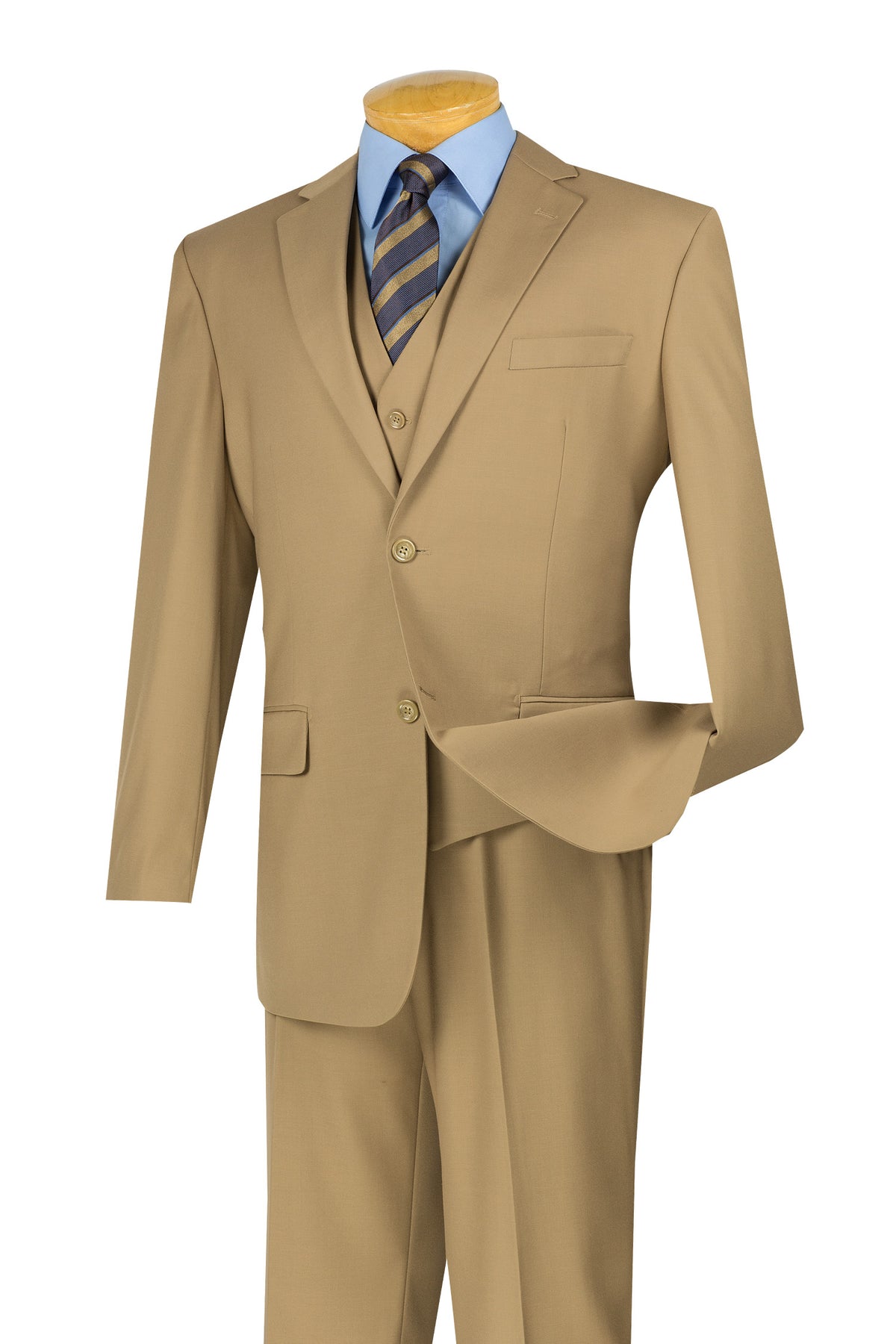 Vinci Classic Fit 3pc Suit (Khaki)